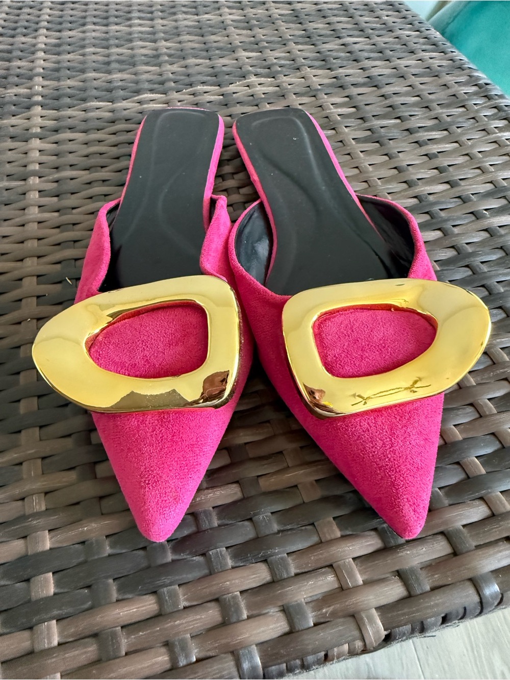Hot Pink Mules Faux Suede Size 11 Women - Picture 3 of 6